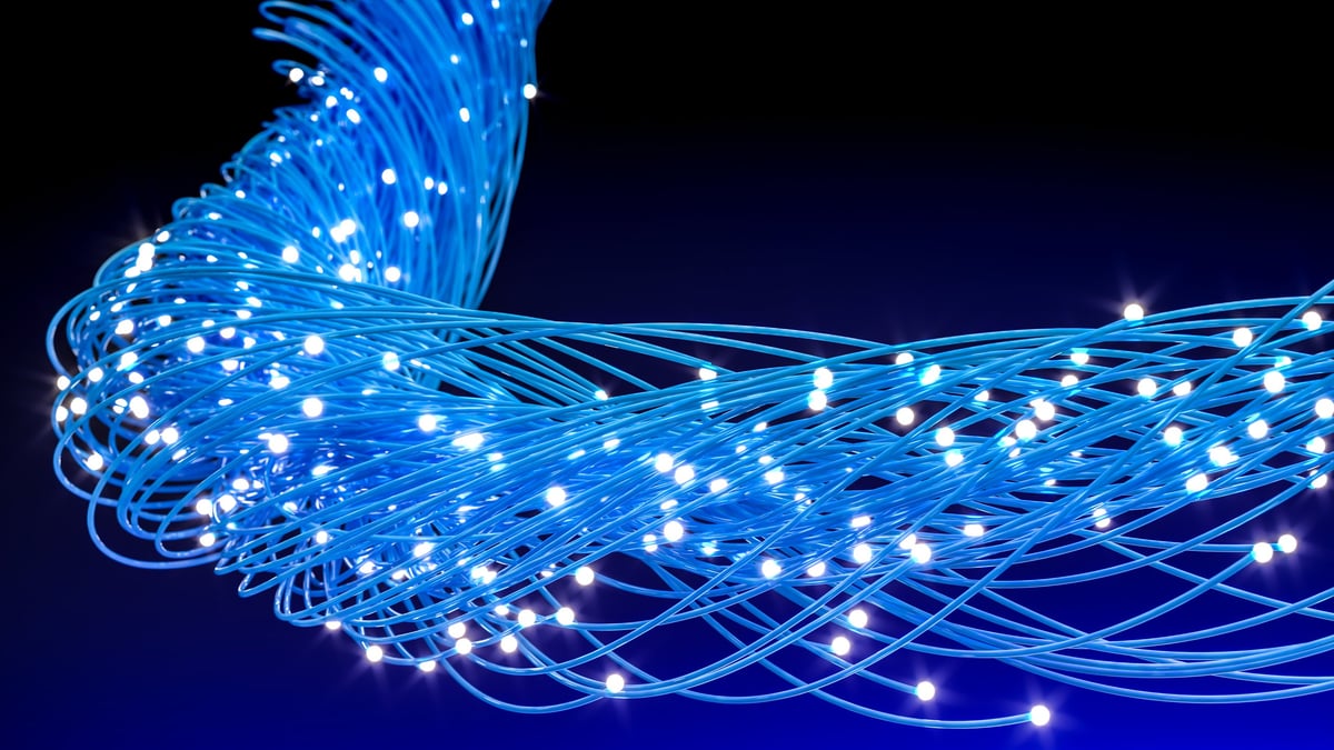 Blue fiber optic cables illustrating high-speed network communication